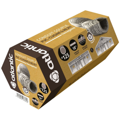 Conduit souple Hexagaine 80 PVC Type B en carton - Longueur 18 m x Diamètre 125 mm - ATLANTIC - 423362