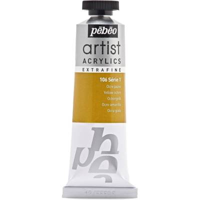Tube 37 ml Peinture Artist Acrylics Extra fine OCRE JAUNE - PÉBÉO