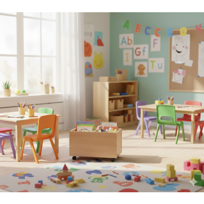 Bac à albums 4 cases à roulettes – ArtProg