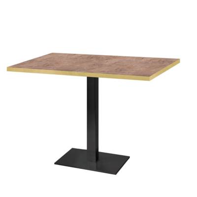 Table pied noir 120x70cm marbre grec chants laiton - intérieur - RestooTab