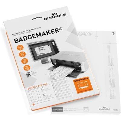 Étiquettes à insérer Badgemaker (20 étiquettes, 61/122 x 210 mm) blanc