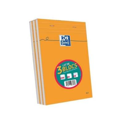 Lot de 3  bloc-notes A5 quadrillé 80 feuilles 80g couverture orange