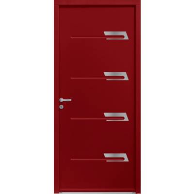 Porte d'entrée acier SAYA relief rouge 3004 texturé dormant 54 mm - 215 x 90 cm - Gedimat - ZILTEN