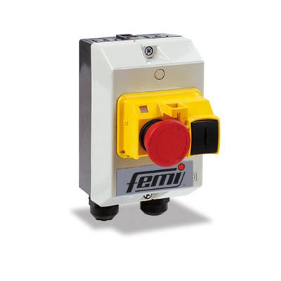 Tableau de commande + Interrupteur d'arrêt d'urgence FEMI tourets 450-850 Watt triphasé - 7800208 - FEMI FRANCE