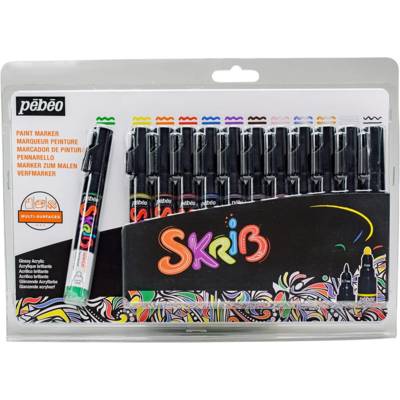 Set 12 Marqueurs SKRIB Peinture Acrylique Couleurs Classique