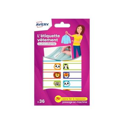 Sachet de 36 étiquettes vêtements motifs animaux - 45 x 13 mm