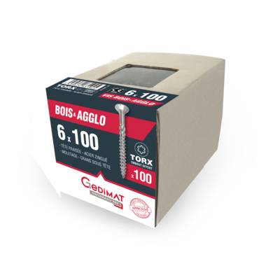 Vis technique TORX zingué blanc - 6x100mm - boîte de 100 pièces - Gedimat - GEDIMAT PERFORMANCE PRO