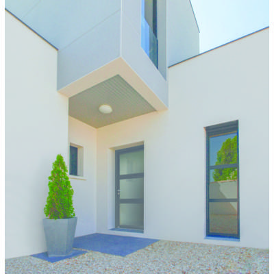Porte d'entrée alu CANDEL 108 noir grand vitrage dormant 80 mm - 215 x 90 cm - Gedimat - ZILTEN
