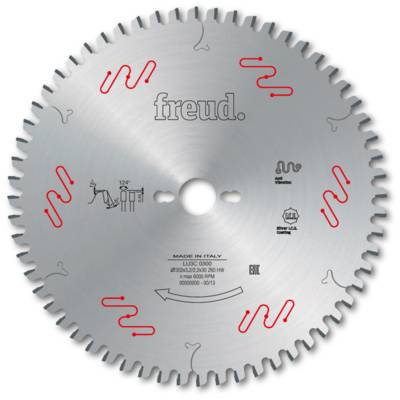 Lame gouge pour panneaux revêtus deux faces FREUD - Ø300 3,4/2,4 AL30 Z66 double gouge - F03FS09038 -LU3C 0302