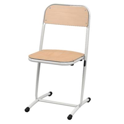 Chaise SAKI assise et dossier bois Blueprotech® piètement époxy - T6 - Gris clair RAL 7035 - Mobidecor