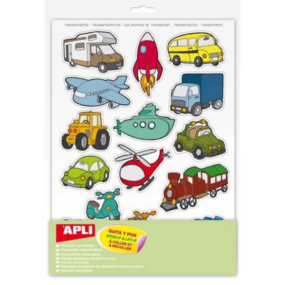 Pochette 12 feuilles gommettes Les transports