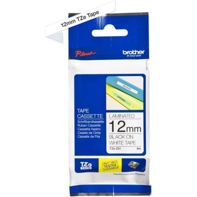 Cassette TZ Tape TZe-231 12 mm x 8m Noir sur Blanc