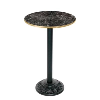 Mange-debout pied noir Ø60cm marbre noir chant laiton - intérieur - RestooTab