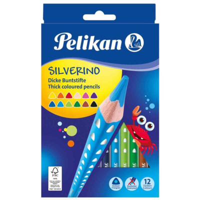 Crayon de couleur triangulaire SILVERINO gros, étui