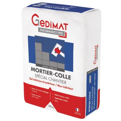 Mortier-colle spécial chantier C2 gris - sac de 25kg - GEDIMAT PERFORMANCE PRO - Gedimat