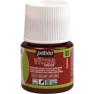 Flacon 45ml peinture Vitrea 160 brillante pour verre PAPRIKA - PÉBÉO