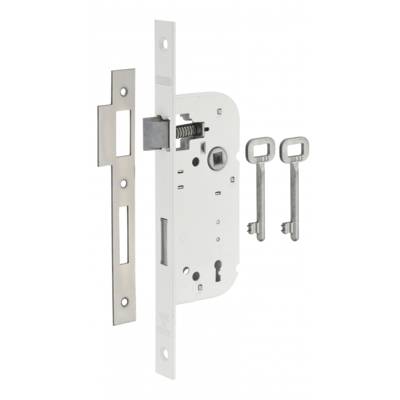 Serrure axe 40 mm 3 gorges époxy blanc têtière bouts ronds 2 clés - Gedimat - THIRARD