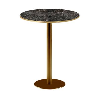 Mange-debout pied Doré Ø60cm marbre noir brillant chants laiton - intérieur - RestooTab