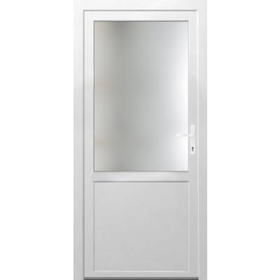 Porte de service PVC BIZERTE blanc vitrée sans croisillon gauche poussant - Gedimat - EUROPEN