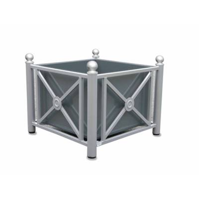 Jardinière Delorme boule 100x100 cm- Jardinière bi-colore, ossature coloris variable, bac Aspect alu