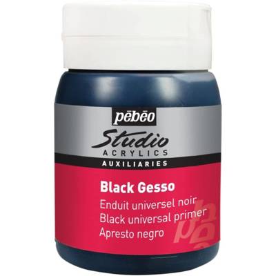 Peinture Acrylique pot de Gesso Acrylique Noir 500 ml - PÉBÉO