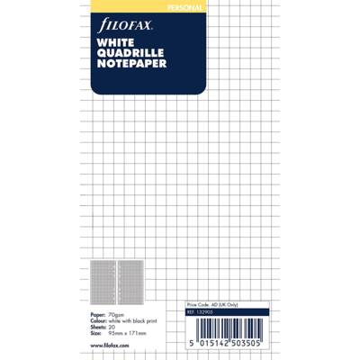 Recharge format Personal feuilles de notes quadrillées Blanc - FILOFAX