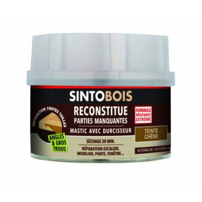Mastic à bois avec durcisseur angles/gros trous chêne 500ml - SINTO - 139701 - SINTO SA