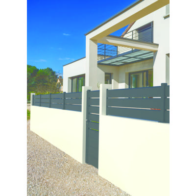 Lame de clôture semi-ajourée ALULINE V2 alu - h.15 cm x L.2 m - gris - Gedimat