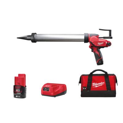 Pistolet à colle 600 ML tube alu M12 PCG/600A-201B - MILWAUKEE - avec 1 batterie 12V 2.0Ah - chargeur - sac de transport - 4933441670