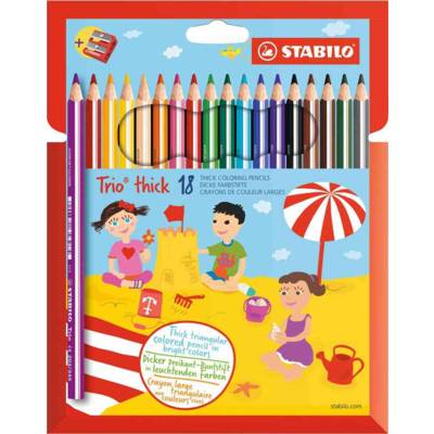 Etui de 18 Crayons de couleur Trio Large + Taille crayon - STABILO