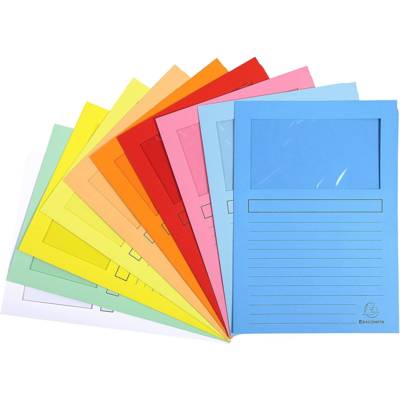 Paquet de 10 chemises à fenêtre SUPER 160g/m2 - 22x31cm Couleurs assorties