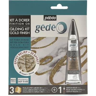 GÉDÉO Kit d'effet Mélange 3D Miroir Doré, 20 ml + 3 feuilles à dorer - PÉBÉO