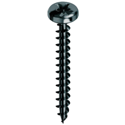 Vis MUSTAD Panelvit Tête cylindrique Pozidriv - Filetage total - Zingué noir - Ø4x25mm - Boite de 500 - PVACZC400250KNC - Maxoutil