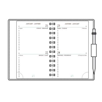 Recharge spiralée agenda AG12R 120x73 mm 2 J / Page Tranche Or