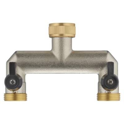 Nez de robinet en laiton double sorties filetées droites mâle - ø20 x 27 mm - Gedimat - NOYON ET THIEBAULT