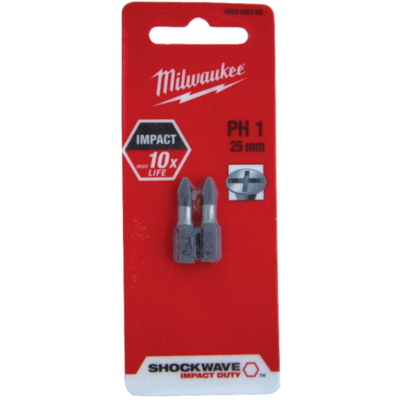 Embout PZ1 Shockwave 25 mm MILWAUKEE - 2 pièces - 4932430860