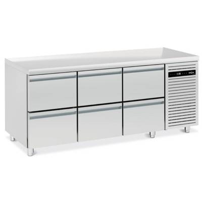 Soubassement réfrigéré froid négatif - 6 tiroirs GN1/1 - Sur roulettes - U2-1600