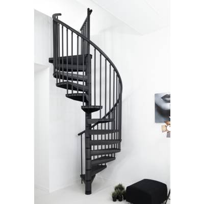 Escalier hélicoïdal RONDO COLOR acier gris anthracite marches alu gris - Gedimat - MINKA