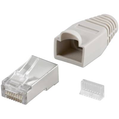 Fiche CAT 5e RJ45 blindée avec soufflet de décharge de traction, gris
