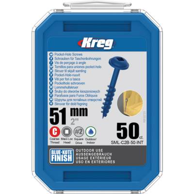Vis à trous de poche 51 mm Blue-Kote™ Maxi-Loc, Filetage épai, 50 - KREG - SML-C2B-50-INT