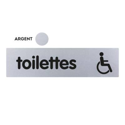 Plaques de porte 170x45mm - Toilettes Handicapés - Argent - NOVAP - 4322247 - Maxoutil