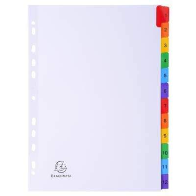 Intercalaires Imprimés numériques carte blanche 160g- 12 positions - A4 Blanc
