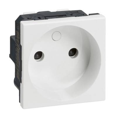 Prise de courant sans terre 2 modules MOSAIC blanc - Gedimat - LEGRAND