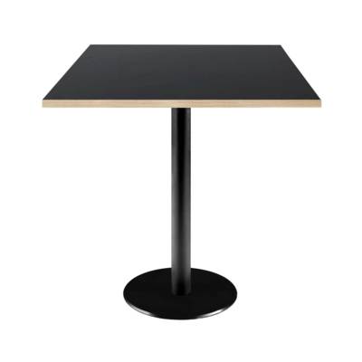 Table pied noir 70x70cm noir chant bois - intérieur - RestooTab