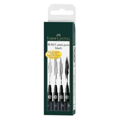 Etui de 4 marqueurs (tracés S,F,M,B) PITT artist pen, noir - FABER-CASTELL