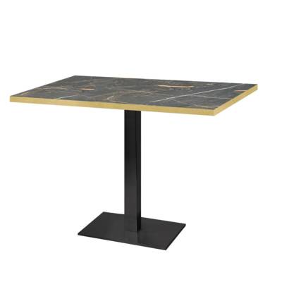 Table pied noir 120x70cm marbre samas chants laiton - intérieur - RestooTab