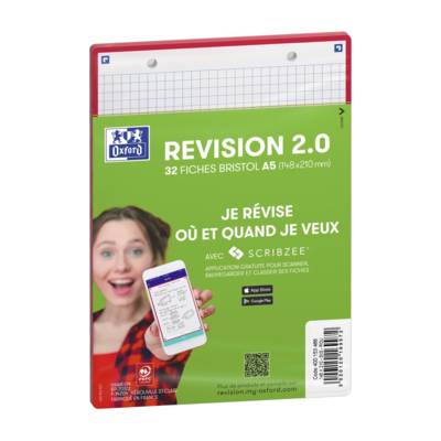 Paquet de 32 Fiches Bristol revision 2.0 Perforées 148x210 mm A5 Q5/5 rouge