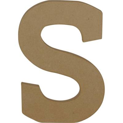 Support en papier brun mâché 20 cm, Lettre majuscule S - DÉCOPATCH