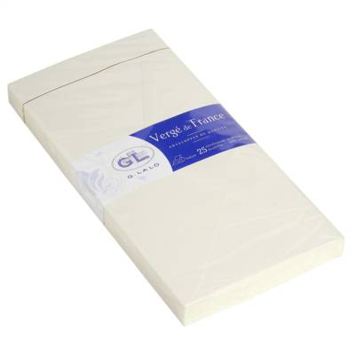Paquet de 25 enveloppes doublées Vergé 110x220mm gommées Blanc