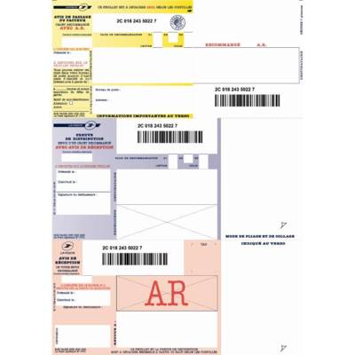 Boîte de 1000 imprimés recommandés avec AR A4 IB1. Laser et jet d'encre